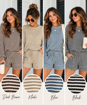 Stripe Textured Long Sleeve Set