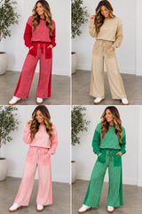 Patchwork Wide Leg Set With Pockets