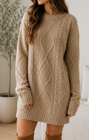 Cable Knit Sweater Dress