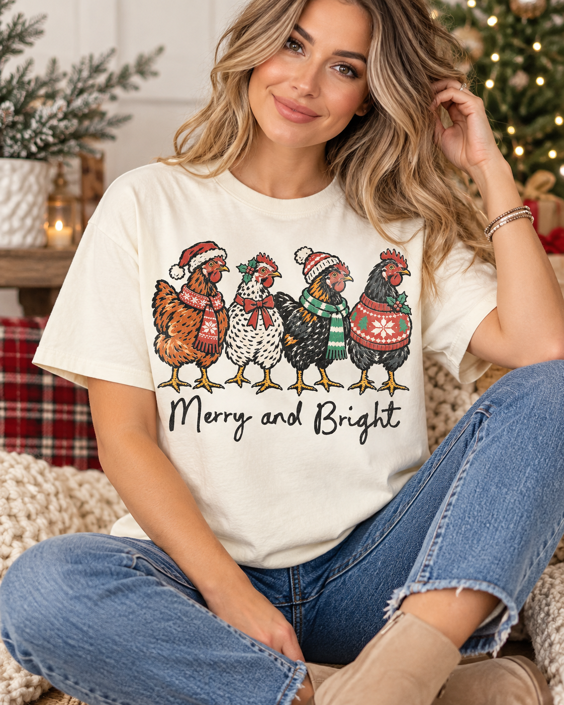Merry & Bright Chickens Tee.