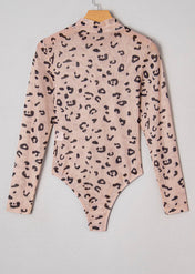 Khaki Sheer Leopard Bodysuit