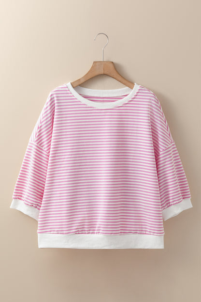 Pink Stripe Drop Shoulder Top RTS