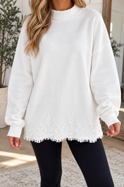 Lace Splicing Hem Sweatshirt