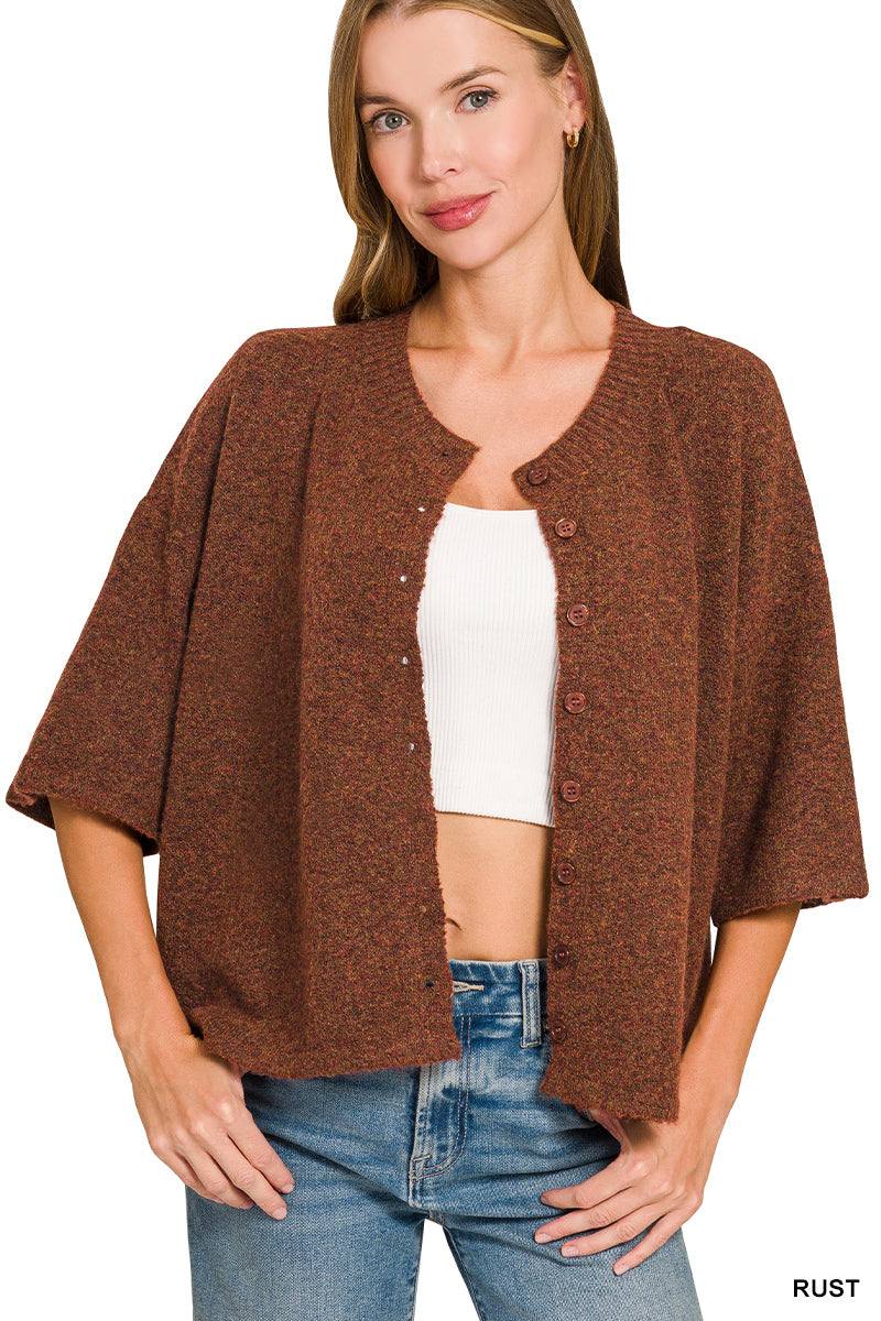 Wool Blend Half Sleeve Zenana Cardigan