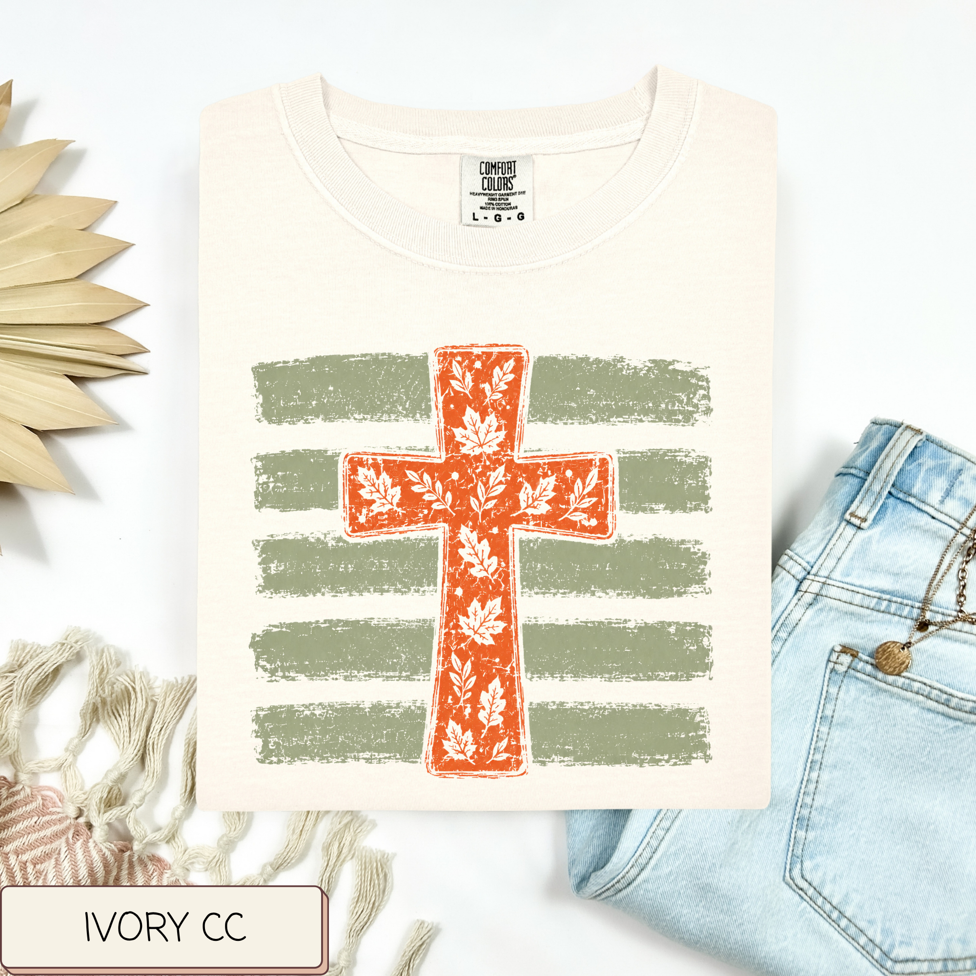 Green Stripe Orange Cross Tee.