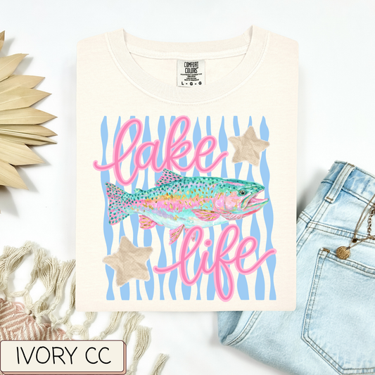 Preppy Glitter Fish Lake Life Tee.