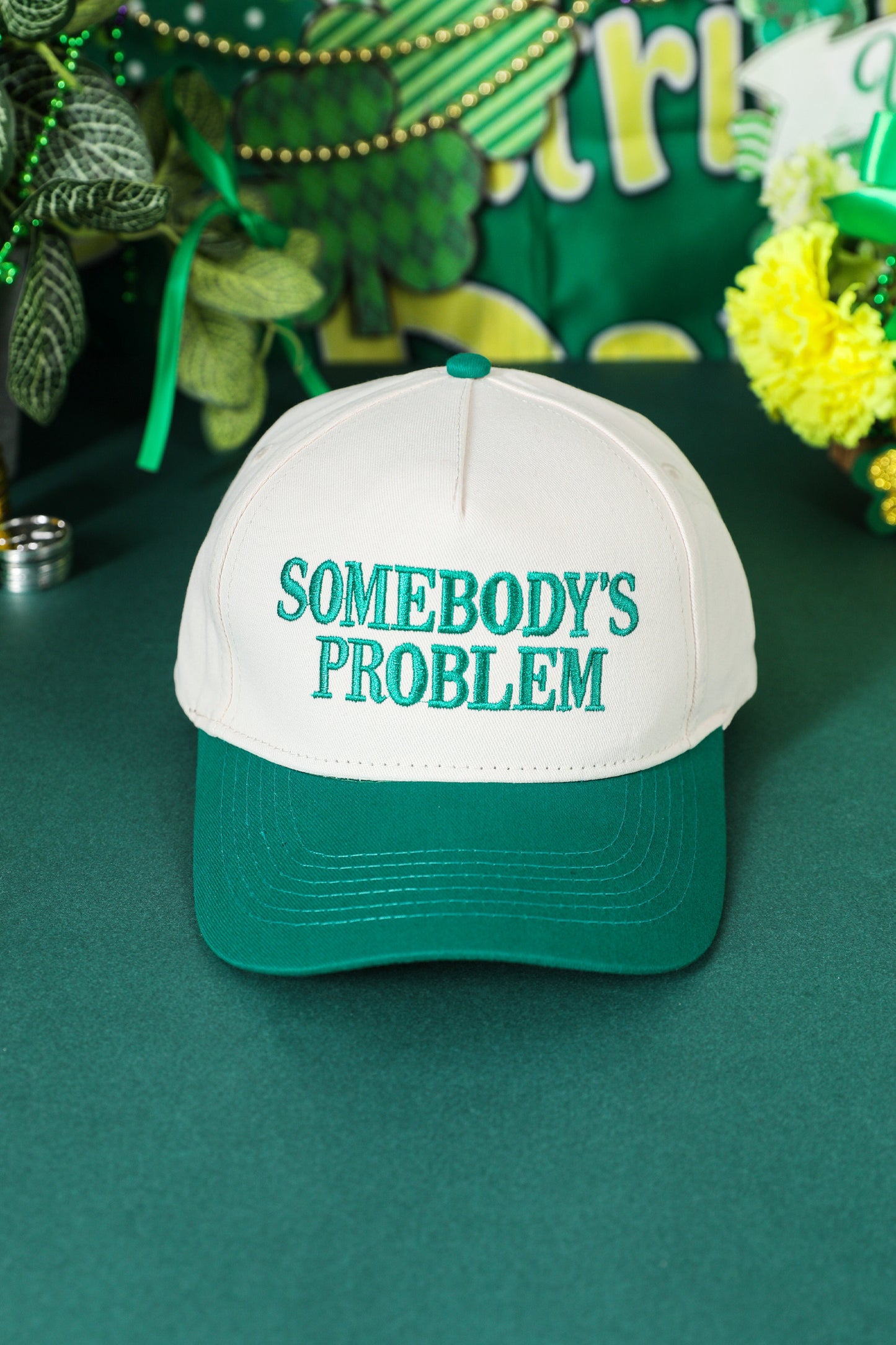 Green Embroidered "Somebody's Problem" Hat New RTS