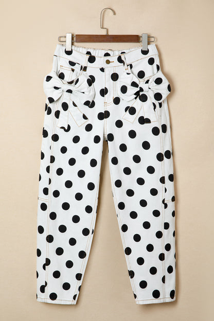 Polka Dot Bow Detail Pants