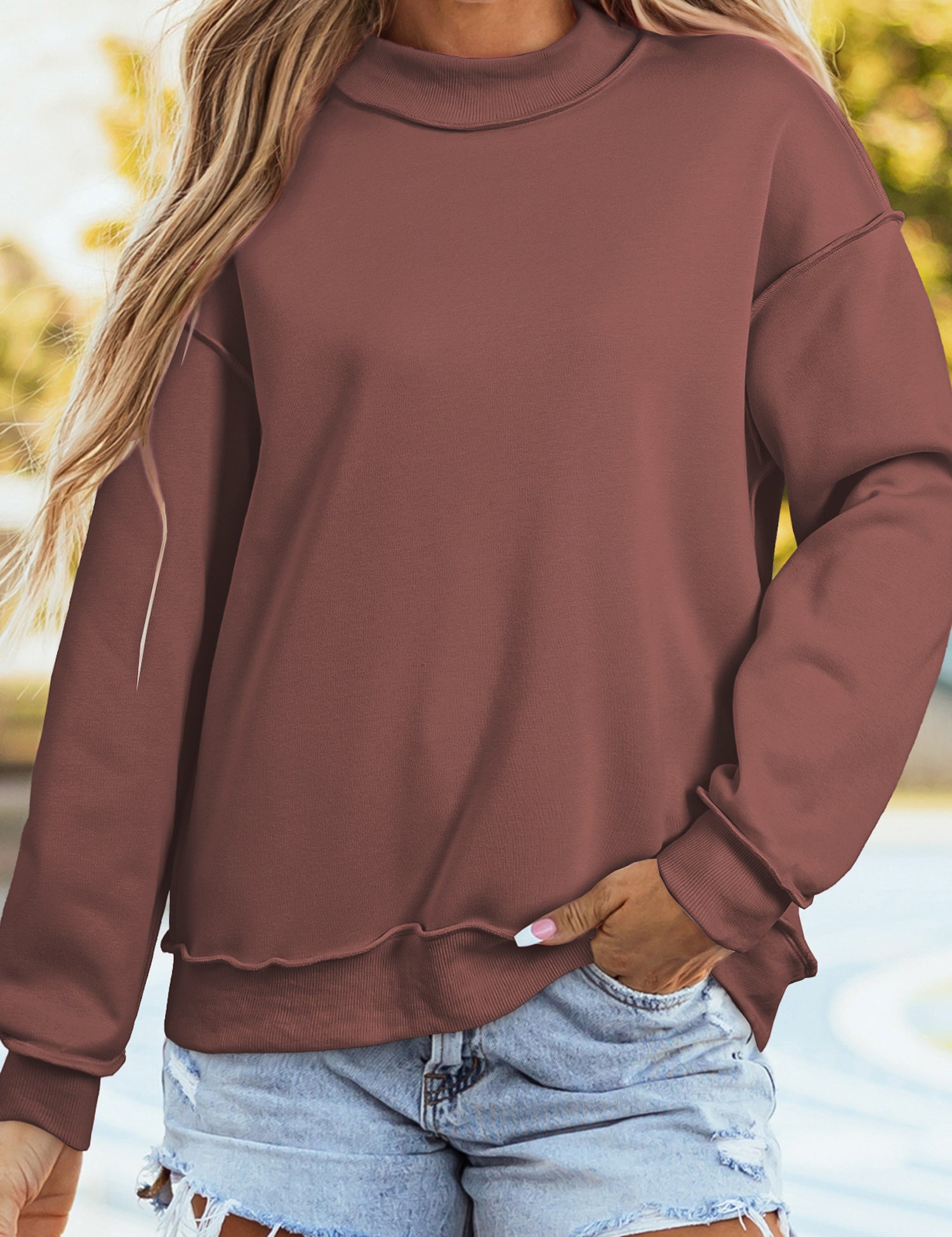 Oversize Mock Neck Sweatshirt