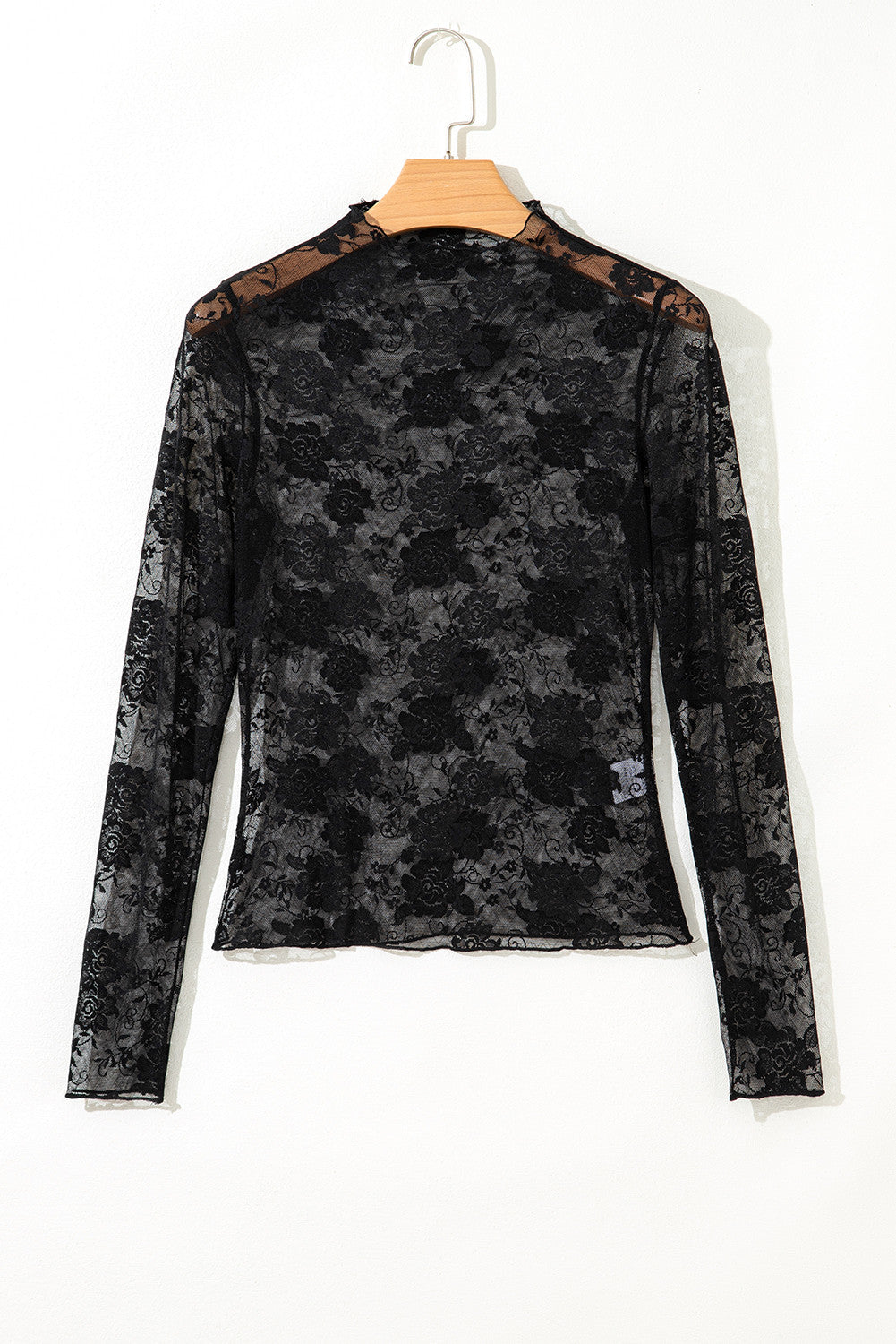 Black Floral Mesh Top Full Run RTS
