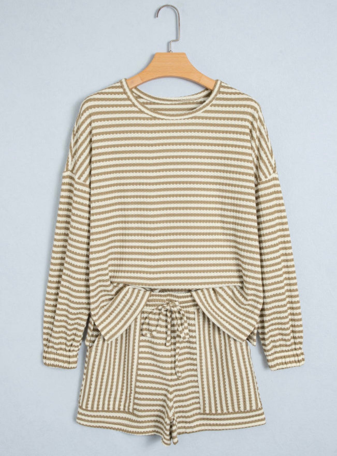 Stripe Textured Long Sleeve Set