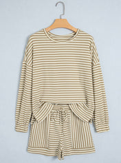 Stripe Textured Long Sleeve Set