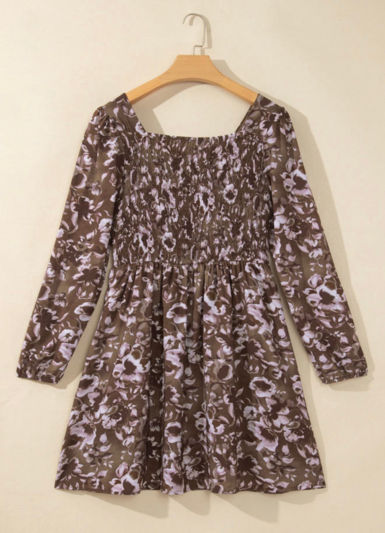 Brown Abstract Floral Dress