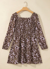 Brown Abstract Floral Dress