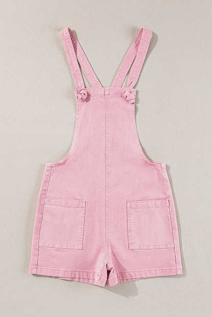 Pink Knot Strap Denim Romper RTS