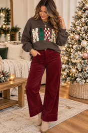Burgundy High Waist Pants