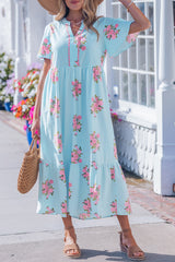 Notched Floral Maxi Dress