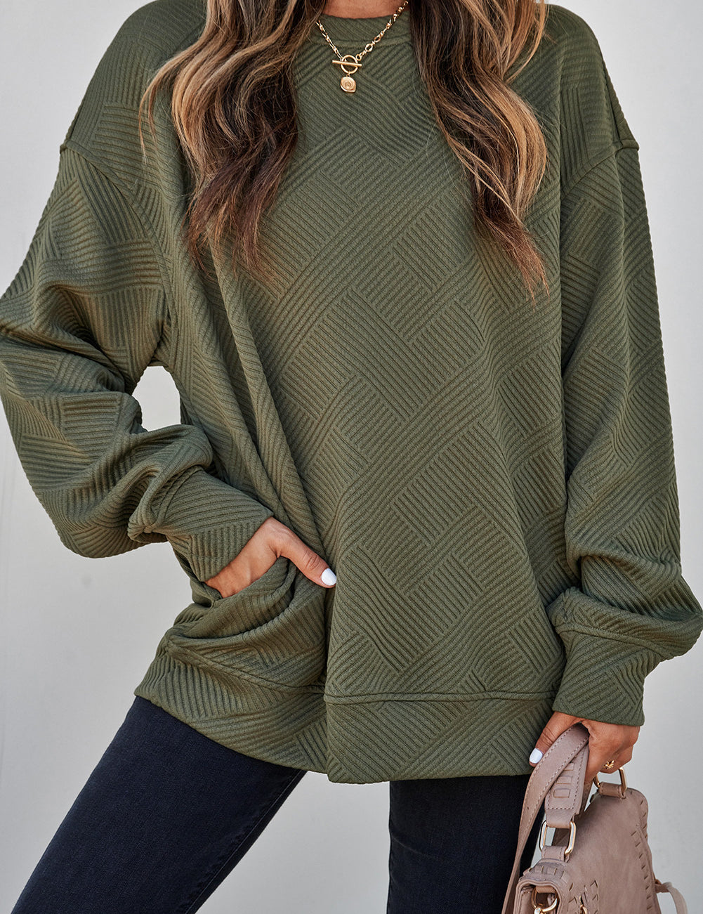 Textured Pocket Pullover