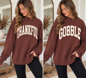 Thankful/Gobble Reverse Mock Neck Sweatshirt
