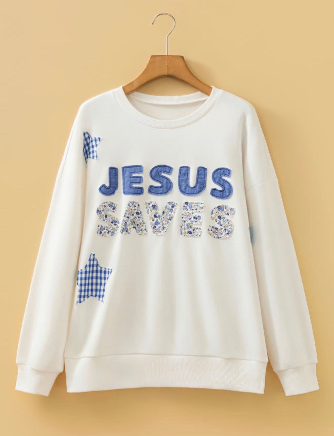 Patchwork Jesus Saves Baggy Sweatshirt