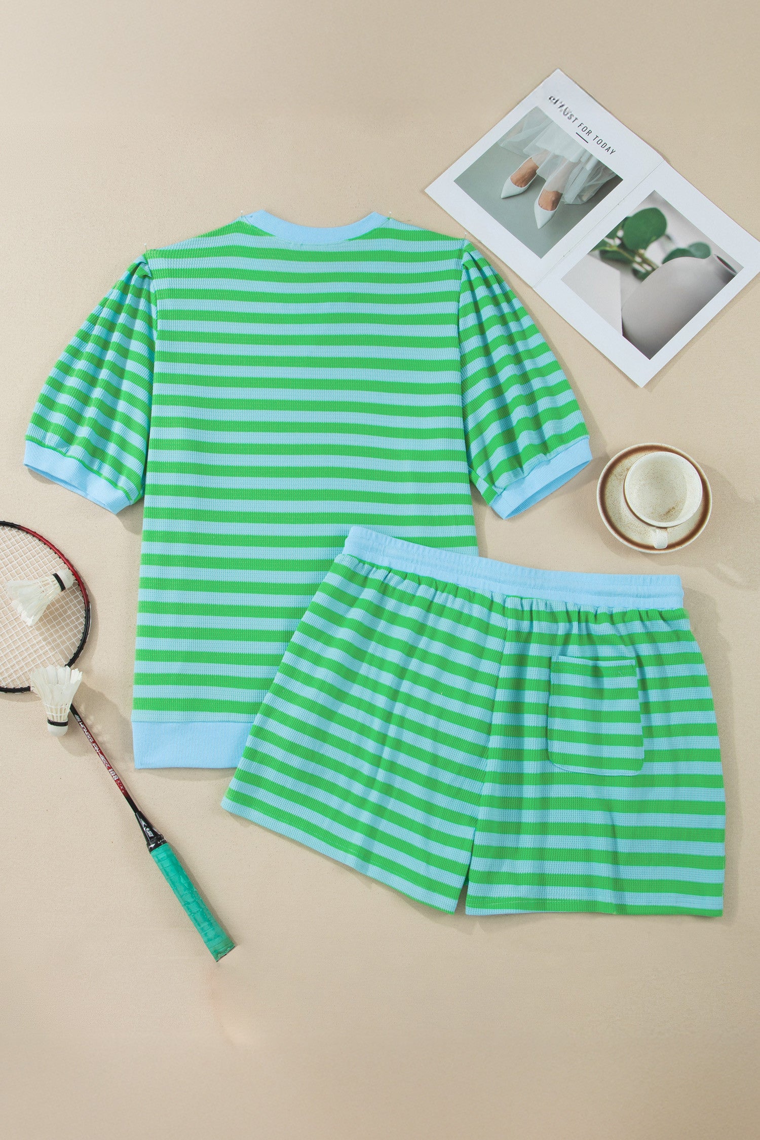 Green Stripe Plus Shortie Outfit