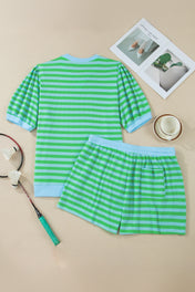 Green Stripe Plus Shortie Outfit