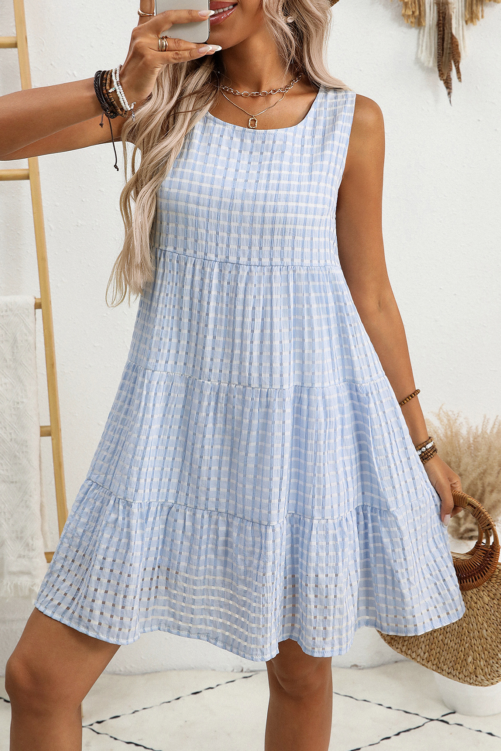 Light Blue Plaid Sundress FB
