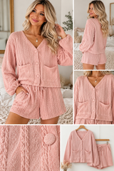 Pink Cable Knit Set