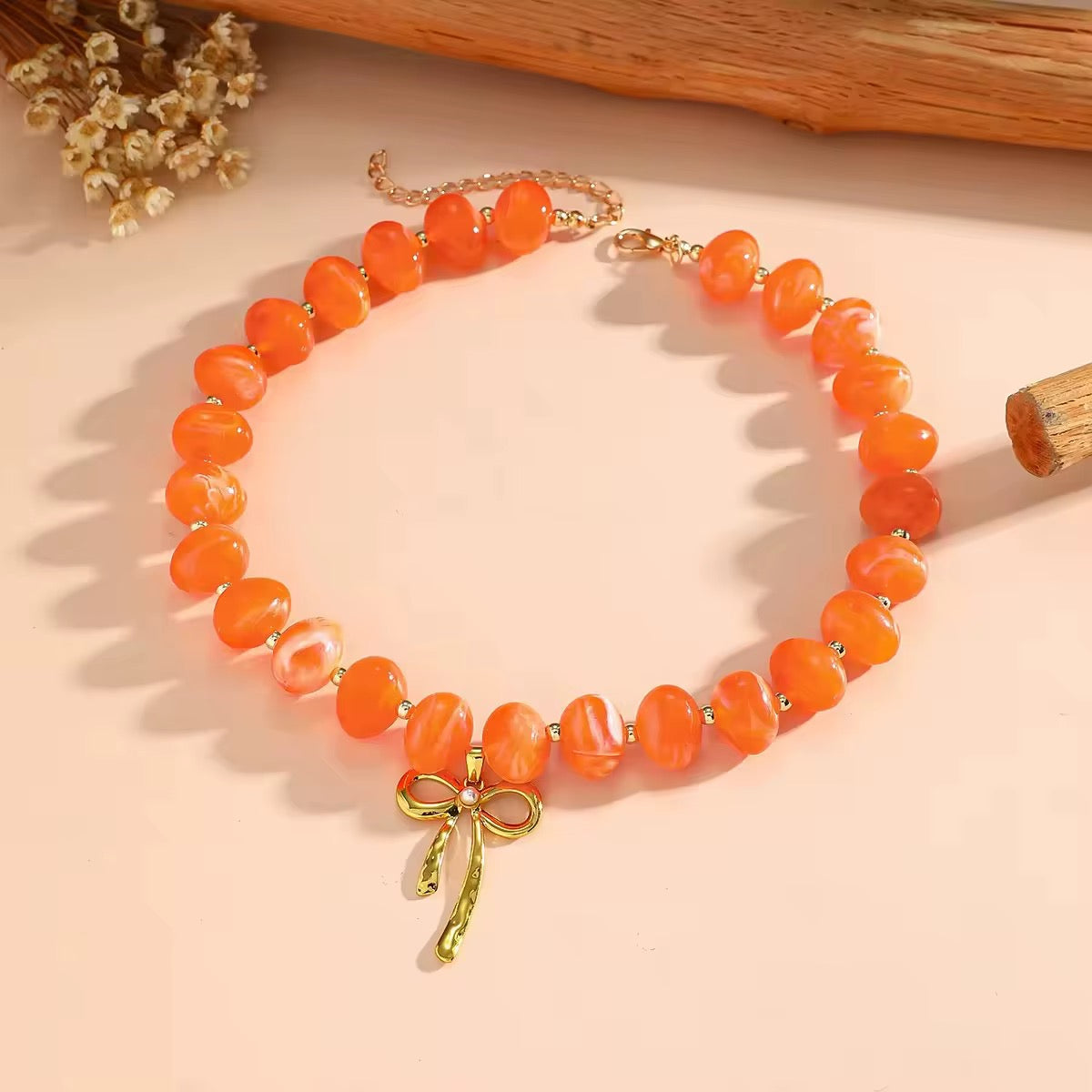 Beaded Bow Necklace