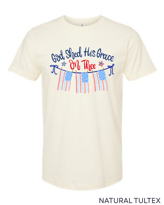 Tultex God Shed His Grace Hanging Flags Tee.