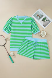 Green Stripe Plus Shortie Outfit