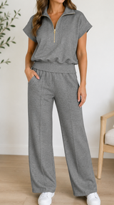 Gray Half Zip Polo Set Full Run RTS