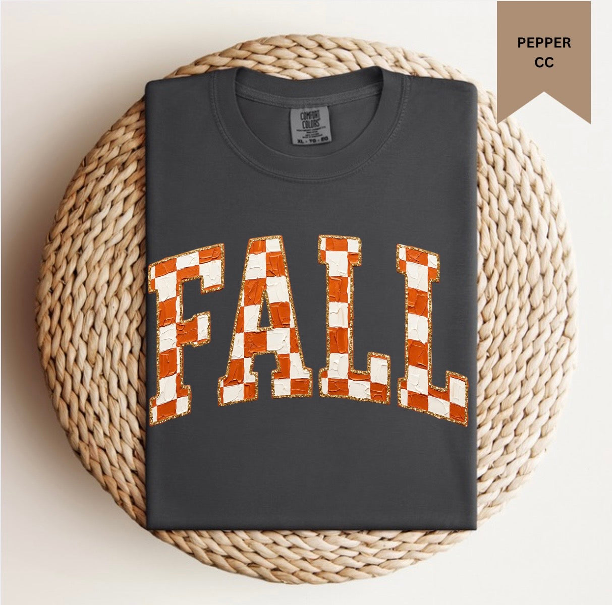 Orange Checkered Fall Tee.