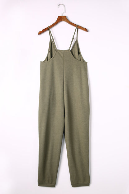 Green Textured Sleeveless Jumpsuit RTS