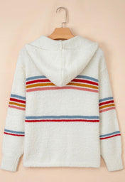 Stripe Hooded Popcorn Sweater