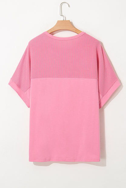Pink Corded Patchwork Plus Top RTS