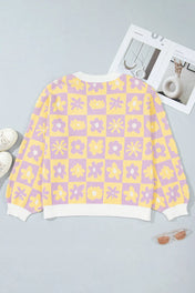 Floral Long Sleeve Plus Size Sweater