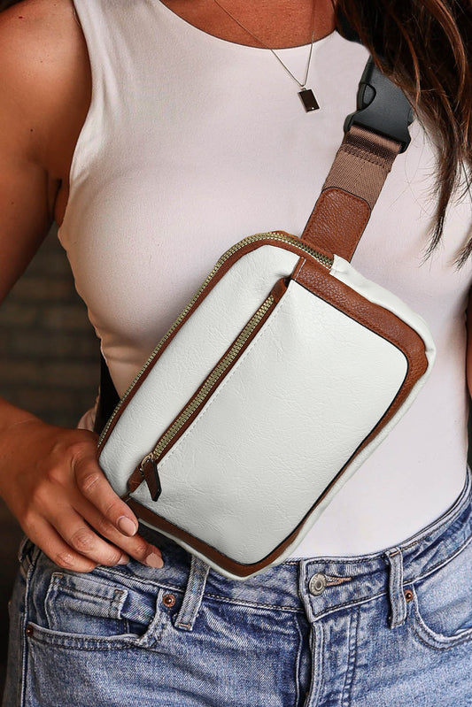 White Adjustable Strap Mini Leather Crossbody Bag