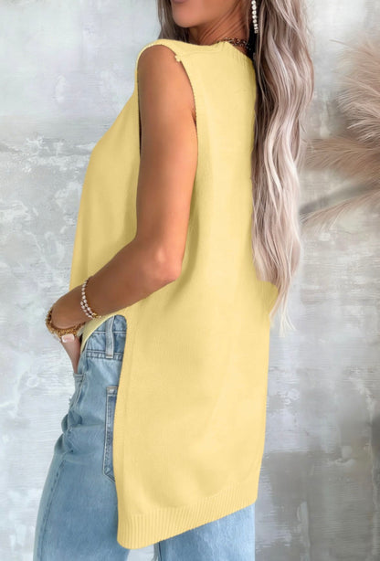 Yellow Slit Sweater