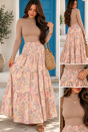 Pink Boho Paisley Skirt