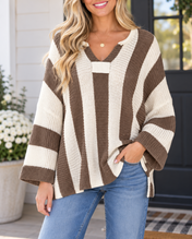 Stripe V Neck Sweater