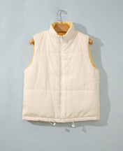 Reversible Quilted Vest Parchment Contrast Color with Zip Pockets