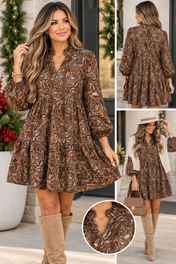 Brown Paisley Flowy Dress 100% Cotton