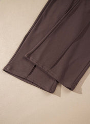 Coffee Mock Neck Drawstring Pants Set