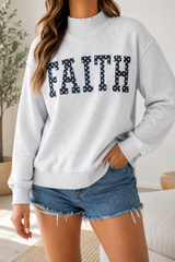 Grey Polka Dot Faith Sweatshirt Full Run RTS