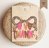 Give Thanks Leopard Pink Bow Tee.