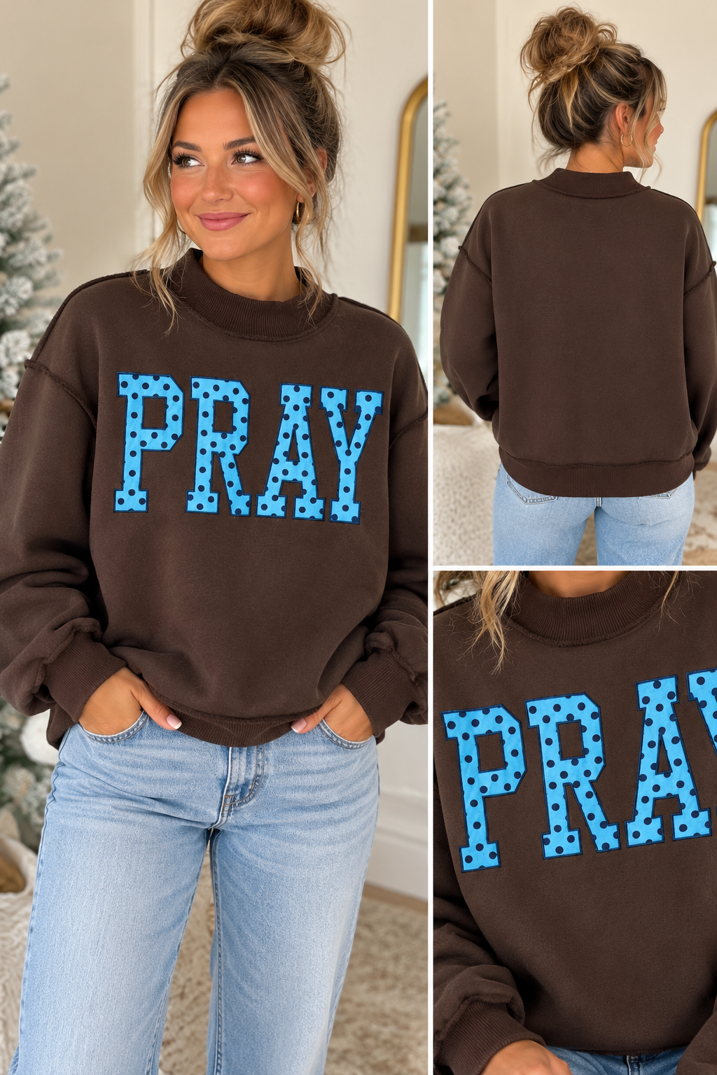 Polka Dot Embroidered Sweatshirt Full Run RTS