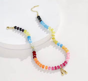 Multicolor Chain Beaded Initial Necklace