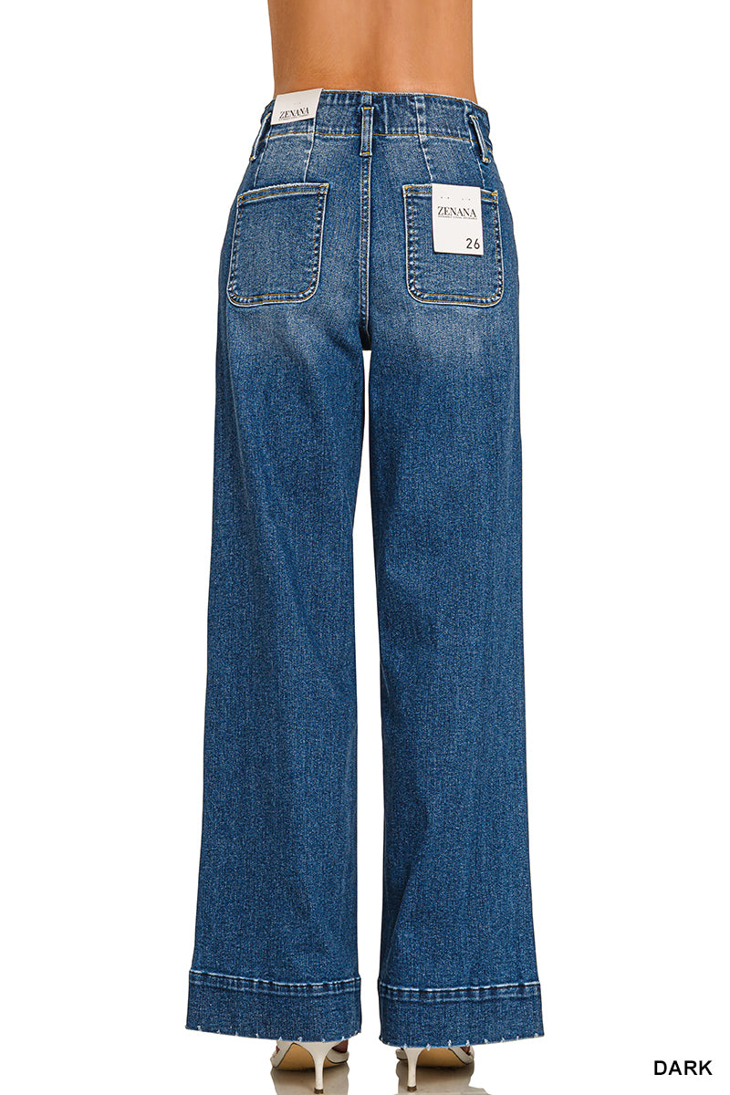 Wide Leg Denim Zenana Pants