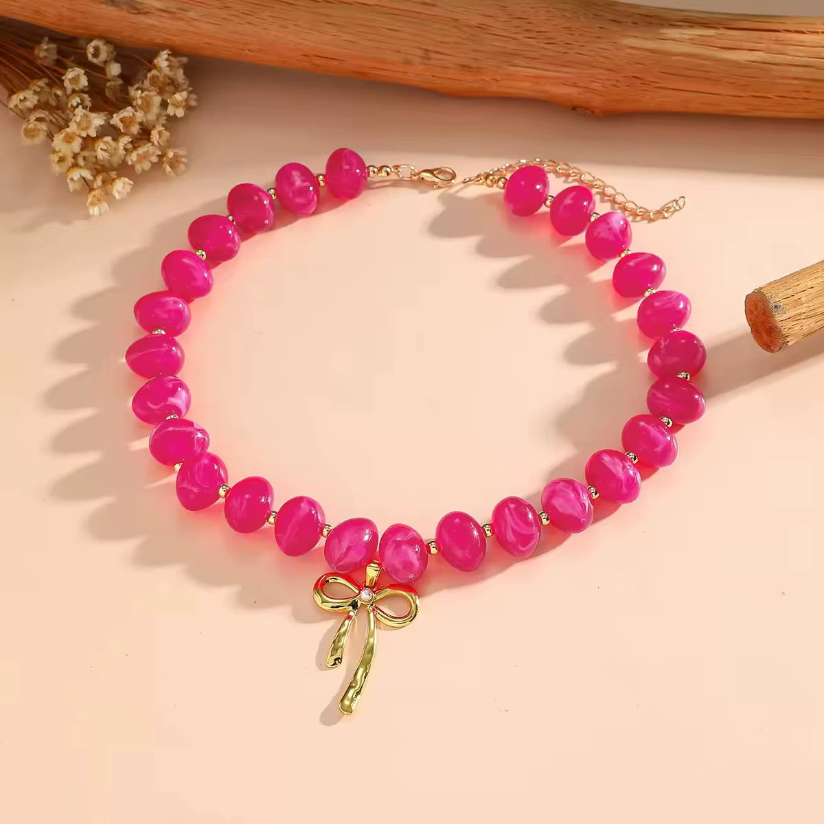 Beaded Bow Necklace